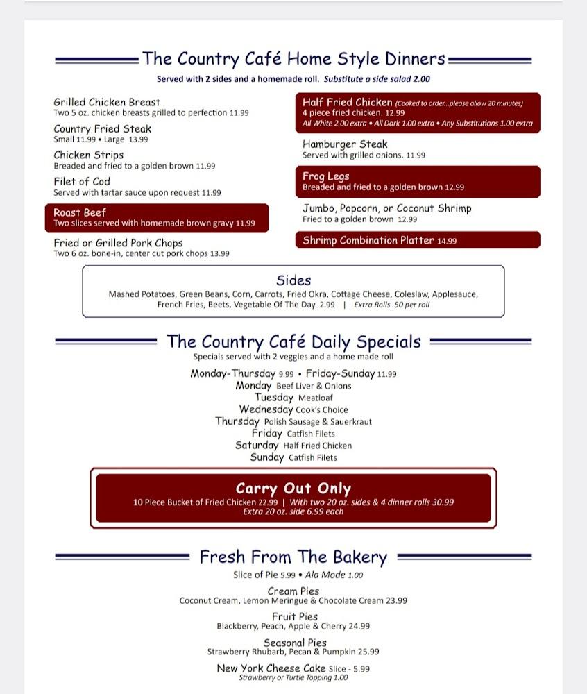 The Country Cafe Sanwiches and Burgers